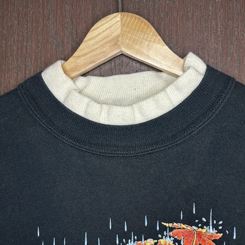 Vintage 90s Fall Birds Grandma Style Sweatshirt Womens XL Drop Shoulder Black - Picture 8 of 11
