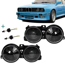 2x Fadenkreuz Scheinwerfer Schwarz H1/H1 DE Hella Look für BMW E30 3er 82-94