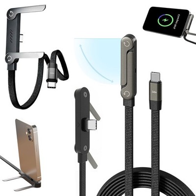 5FT 240W Braided Fast Charging Cord USB C Charger Cable + Invisible Phone Stand