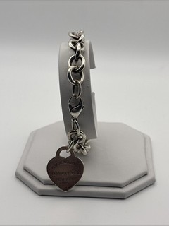 Tiffany & Co. .925 Bettelarmband mit "Please Return to Tiffany" Herzanhänger 8"