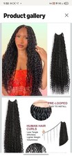 Boho Goddess Box Braids Crochet Hair 24 In Curly Ends 3 Packs / 120 STRANDS BLK
