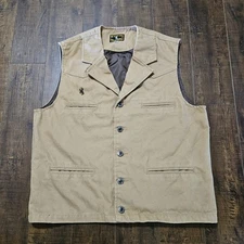 Wyoming Traders Vest Brown Camel Canvas Mens M Button Up Western Lined