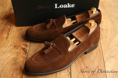 Loake Shoemaker UTAH Tasselled Brown Suede Shoes Loafers Mens UK 12 F US 13
