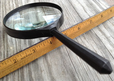 large classic 4" diameter round glass magnifier w/plastic frame unbranded