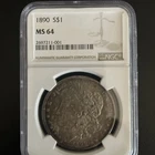 Morgan Silver Dollar 1890 NGC MS64 Grade