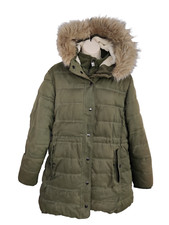 Womens Weird Fish Size Uk 16 Khaki Sherpa Lined Winter Heavy Quilted Parka Coat