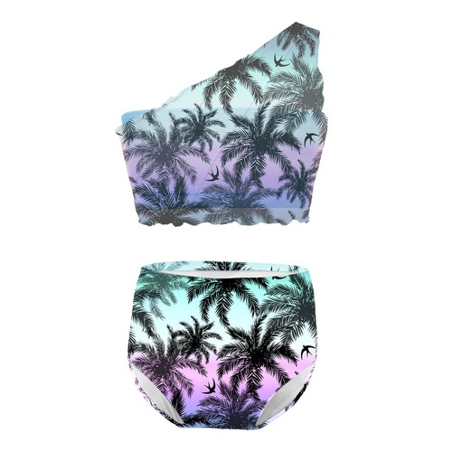 Girls Swimsuit Mesh Coverup Tops Swim Beach Tropical Print Beach Vacation Soft - Picture 29 of 43