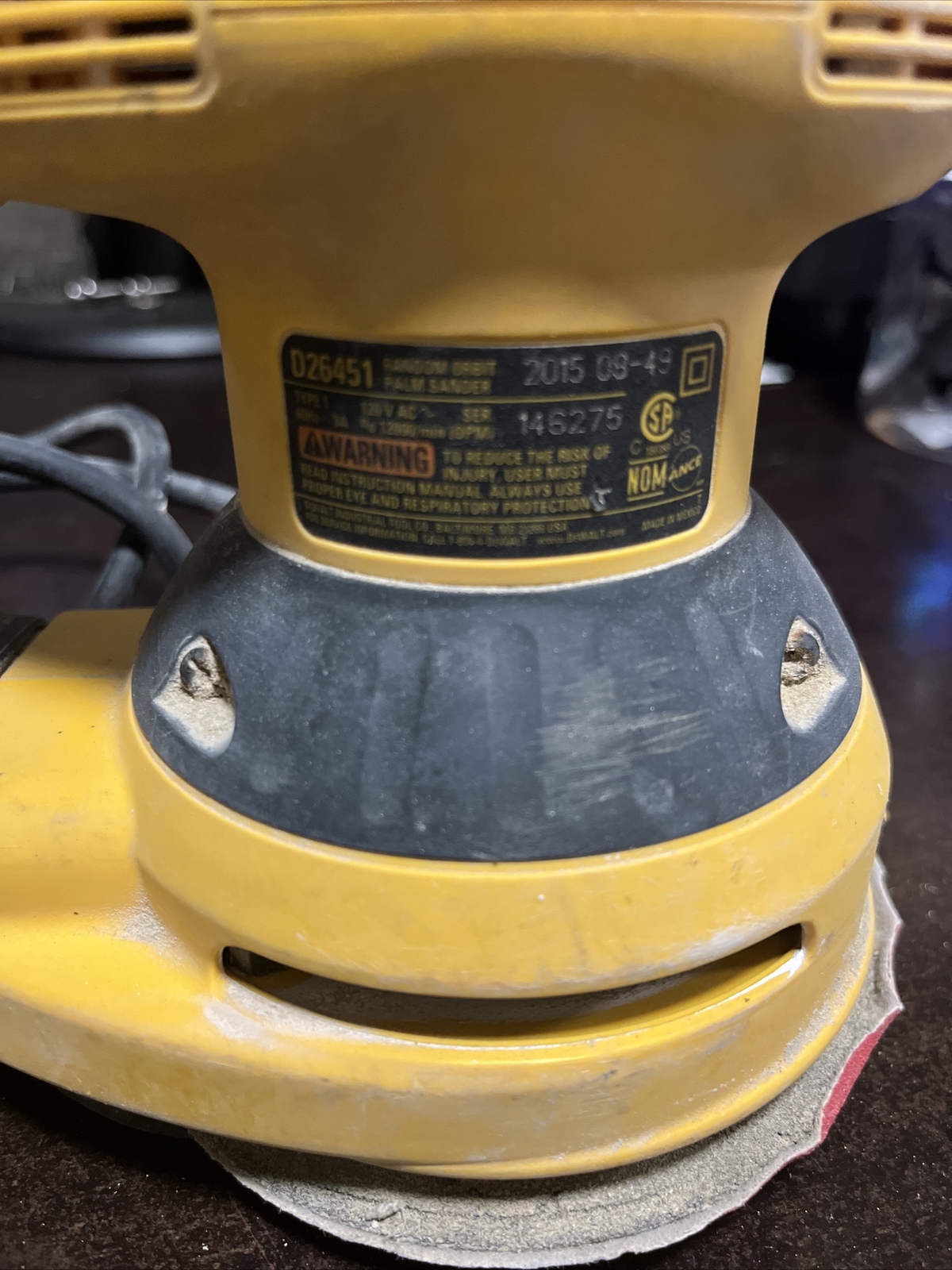 DeWALT D26451 Corded 5-Inch Orbit Sander with Cloth Dust Bag 120 V - Used