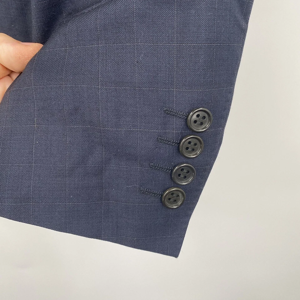 Chaqueta de traje Canali Milano 40 R azul marino a cuadros 100 % lana pura para hombre Foto 3 de 4