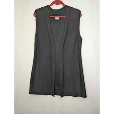 Chicos Women's Black Open Front Sleeveless Vest Size 2 Knitted