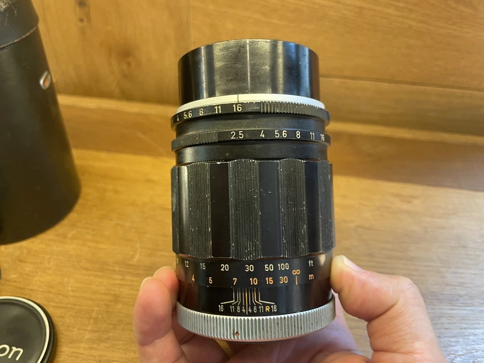 * Exc + 5 с чехлом и капюшоном * Canon супер Canomatic объектив R 135 мм F/2,5 телеобъектив / Япония - Изображение 2 из 4