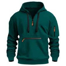 Men's casual sports hoodie, spring and autumn fashion arm pocket pull rope