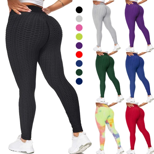 Damen Honeycomb Leggings Hintern Heben Hohe Taille Push Up Boom Booty Sport Gym - Bild 2 von 44