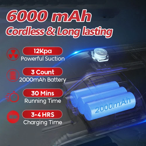 Aspiradora de mano compacta sin bolsa y vertical 12000PA 120W - suelo duro para el hogar - Imagen 10 de 12