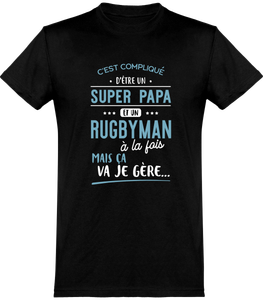 T Shirt Homme Super Papa Et Rugbyman Cadeau Homme Humour Papa Anniversaire Ori Ebay