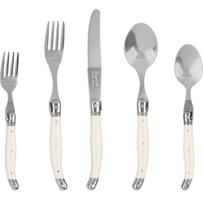 U24040 Laguiole French Home 20 Piece Flatware Set Ivory 1810 Stainless S G1N