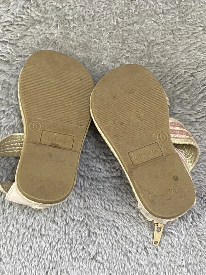 Maggie and Zoe Rosa y Dorado Niño Pequeño Talla 6 Sandalia Zapatos Cremallera Punta Abierta Niñas Foto 4 de 4