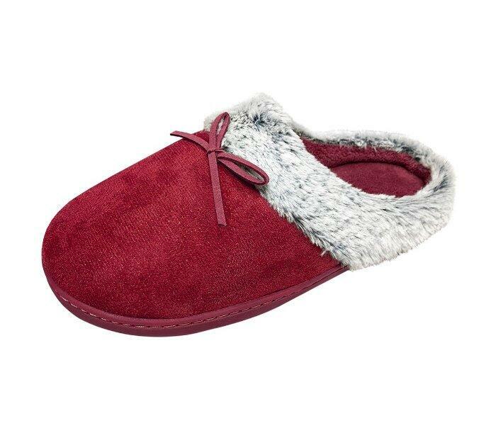 PANTOFOLA D’ORO G TOE L XL Burgundy Microsuede Indoor Outdoor Slippers NWT