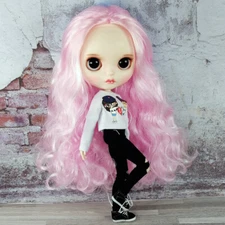 Blythe doll Dudu mouth sleep eyes pink blue hair from Factory Joint Body 12"