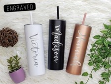 Name Laser Engraved Tumbler with Your Choice of Script Font on the side