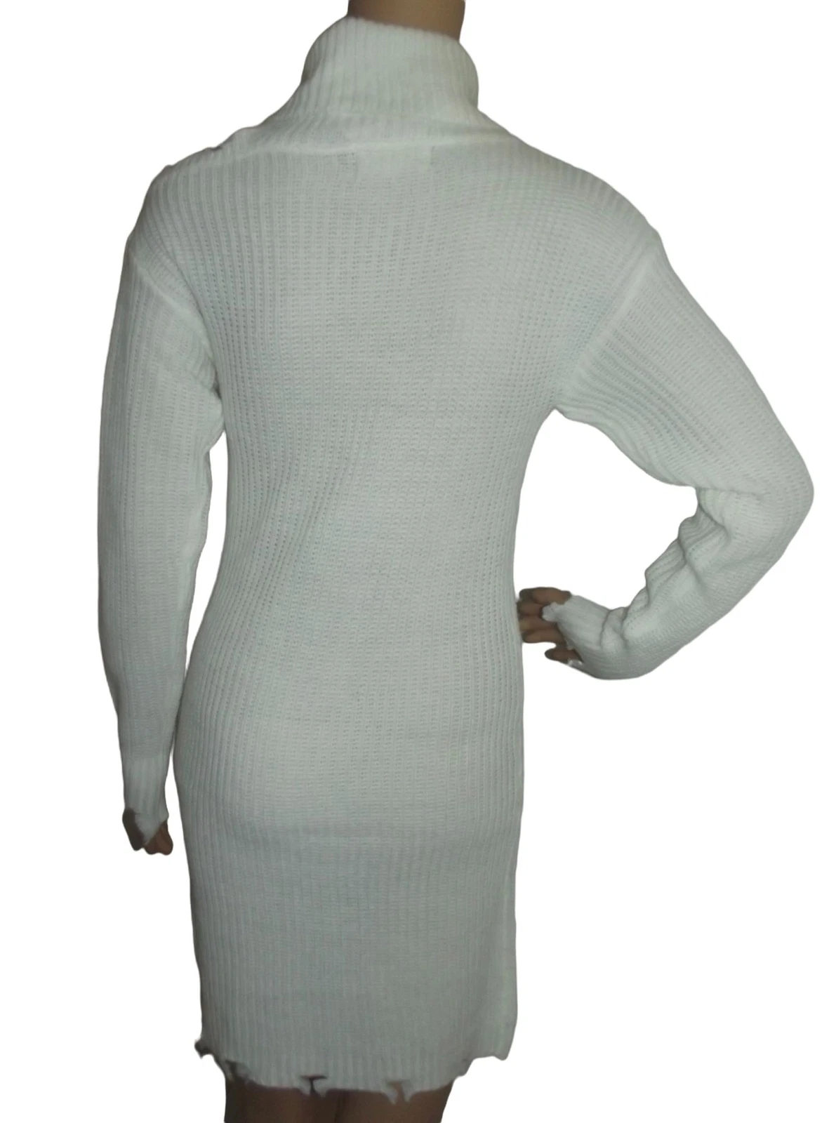 No Comment Abito Maglione Abito Tunica Medium Off White Aperto Spalle Fredde Invecchiato m