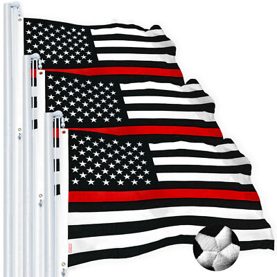 Thin Red Line Flag 2.5x4 FT 3-Pack Embroidered Spun Polyester by G128