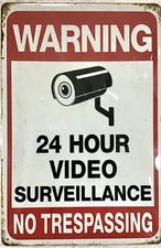 TIN SIGN new 8x12 Warning trespassing security camera cctv home surveillance C49