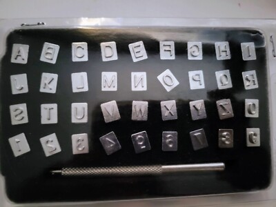 Leather Crafting Stamp Alphabet/Number Tool Kit 37 pcs 1/4  & Punching Tool