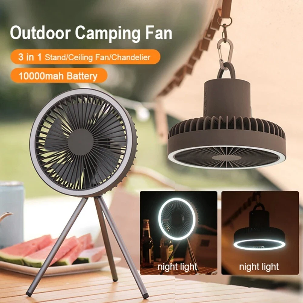 Camping Desktop Ventilador Led Light Electric Fan Tripod Multifunctional
