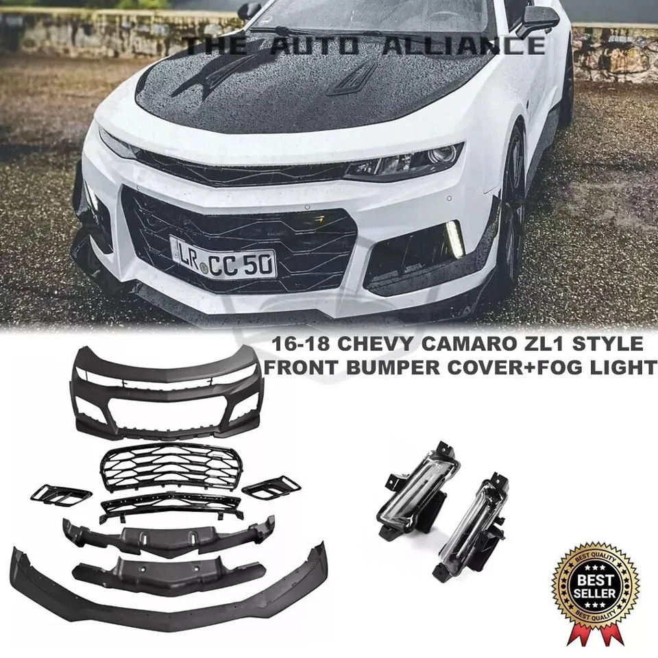 For 2016-2018 Chevy Chevrolet Camaro ZL1 Style Full Front Bumper+Fog light - Image 2 of 4