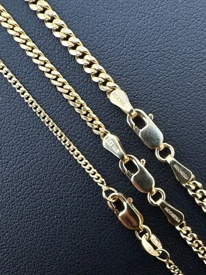 Men's Ladies Solid 14k Yellow Gold Micro 1.5-3mm Miami Cuban Link Chain Necklace - Image 1 of 4