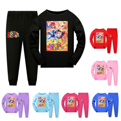 Kids Digital Circus Print T-shirt Hoodie Pants Pajama Set Pyjamas  Sleepwear AU UK