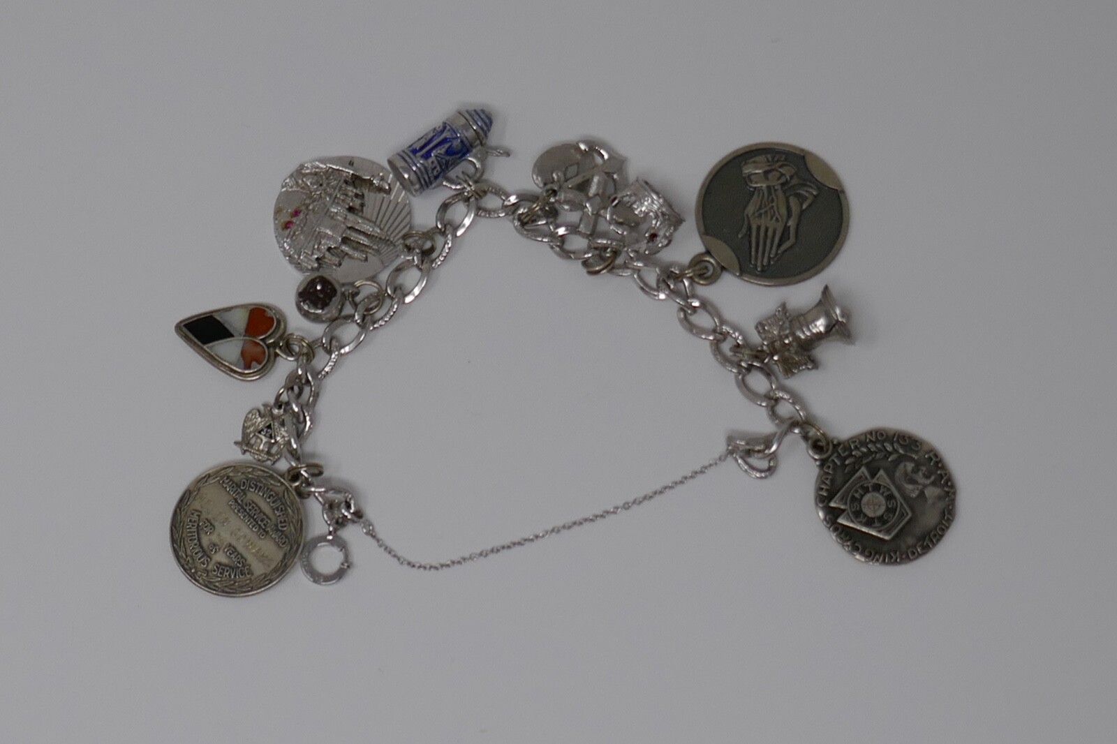 Sterling Silver Multi Theme 12 Charm Bracelet - image 18