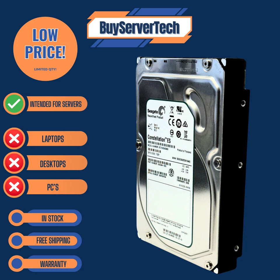 Seagate ST31000424SS 1TB 7200RPM SAS 6Gbps 3.5" HDD | 9JX244-003 | 0 Hours | 1YR - Image 2 of 4