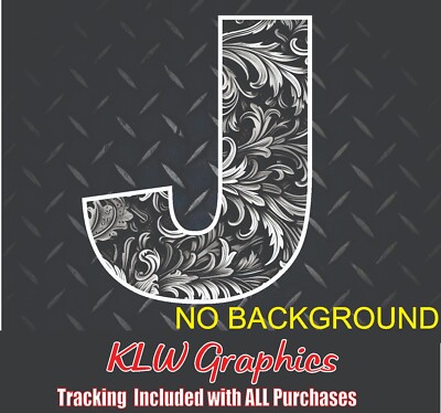 J Leather Tooling Black Initial Decal Sticker Turbo Diesel Truck Crew Cab