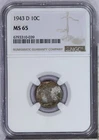 1943-D Mercury Dime 10c NGC MS65