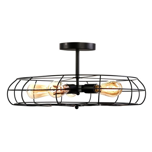 Retro Smei Flush Mount Ceiling Chandelier Light Wrought Cage Shade Pendant Light - Picture 3 of 9