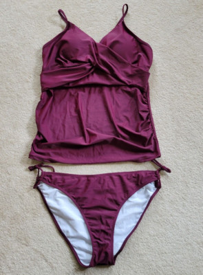 NWT Women's Size XL Summer Mae 2 Piece Tankini Swimsuit Wine Color Swim Bottoms
