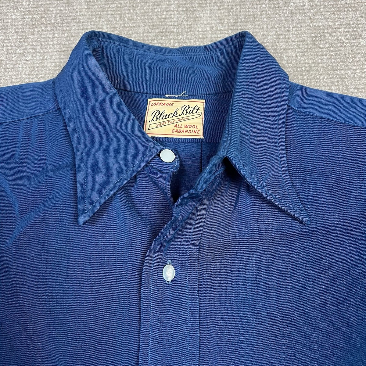 Vintage 40s 50s Black Bilt Gabardine Rayon Button Up Shirt Mens
