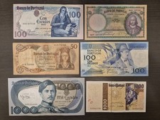 Lot of 6 Portugal Old Banknotes F-XF 