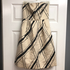 Anthropologie Girls From Savoy Dashed Gilt Strapless Black Gold Dress Pockets 2