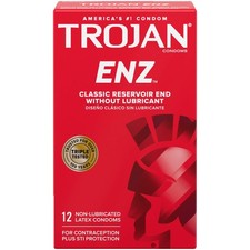 Trojan ENZ Natural Latex Non-Lubricated Condoms - 12 12 Count Pack of 1 , W