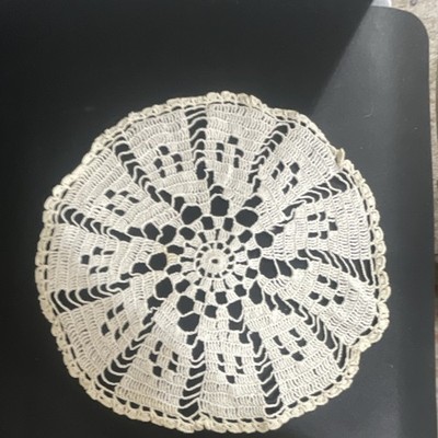 Round White Cotton Crochet Lace Doily, Floral Pattern, 1-Pack Table Decor