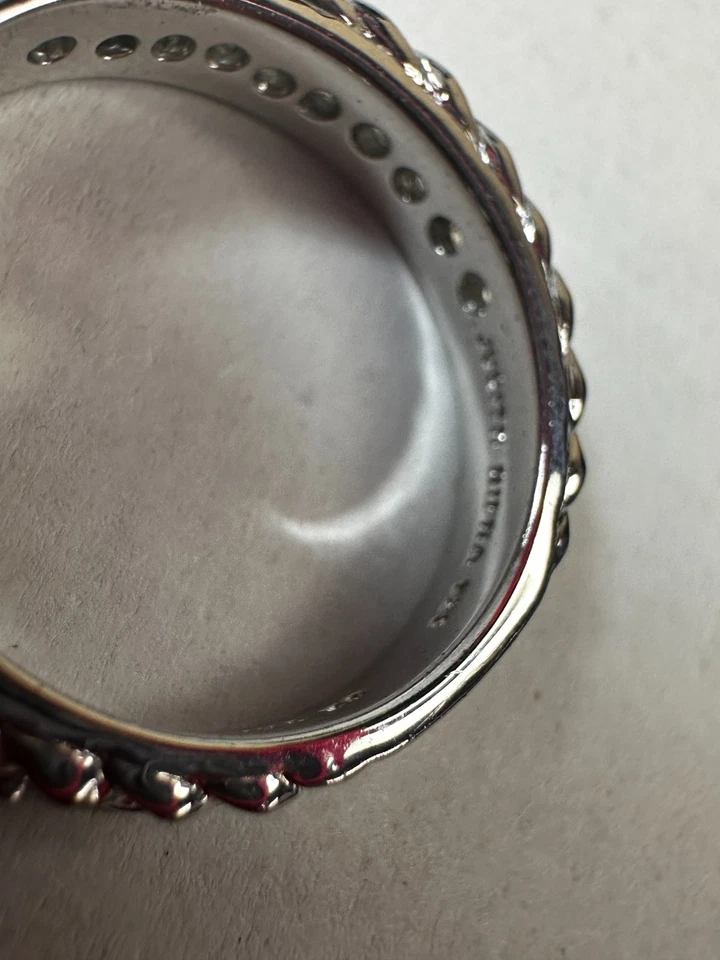 Anillo Judith Ripka Plata Esterlina Perla Cuelga Dije 6 Cable Girado Foto 4 de 4