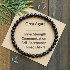 Natural Orca Agate 4mm Beads Healing Reiki Crystal Stretch Women Bracelet Gift