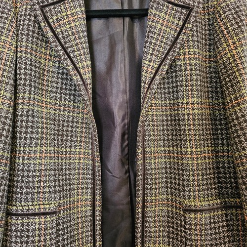 Blazer donna Margaret Frances tweed marrone verde nero taglia 10 - Foto 5 di 13