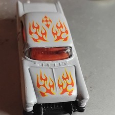 Hot Wheels White Diecast Car W Flame Graphics Red Tinted Windows