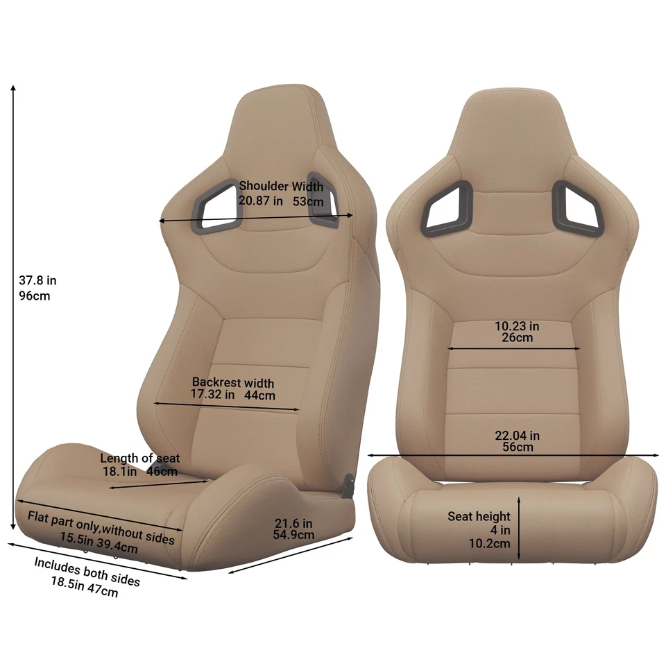 For Ford Pair Reclinable Bucket Racing Seats With Adjustable Slider & Pillows - Image 3 of 4