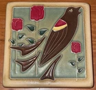 ARTS & CRAFTSMAN TILEWORKS RED WING BLACKBIRD 4" X 4" TILE ART DECO ARTS & CRAFT