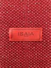 ISAIA Square-Tip Necktie in Red Silk & Linen Knit